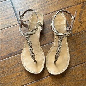 Unisa Gold Shimmer Braided Sandals